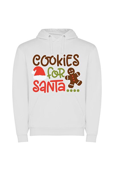 iLovePrints Sweets for Santa's Arrival Φούτερ με κουκούλα σε χρώμα Λευκό