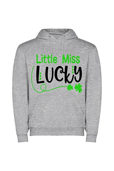 iLovePrints Lively Little Miss Fortune Φούτερ με κουκούλα σε χρώμα Γκρι