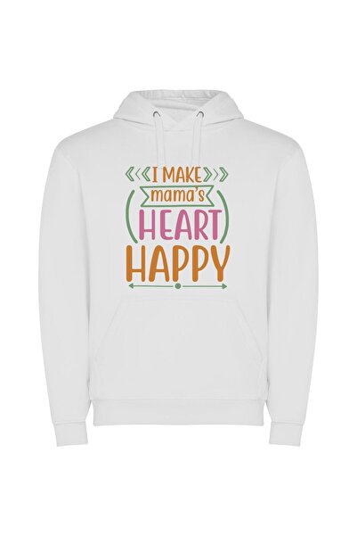 iLovePrints Mama's Blissful Heart Φούτερ με κουκούλα σε χρώμα Λευκό