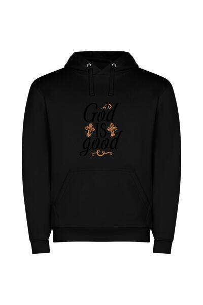 iLovePrints Divine Goodness Displayed Φούτερ με κουκούλα σε χρώμα Μαύρο