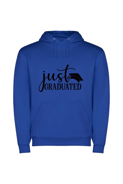 iLovePrints Monochrome Graduate Vector Logo Φούτερ με κουκούλα σε χρώμα Μπλε