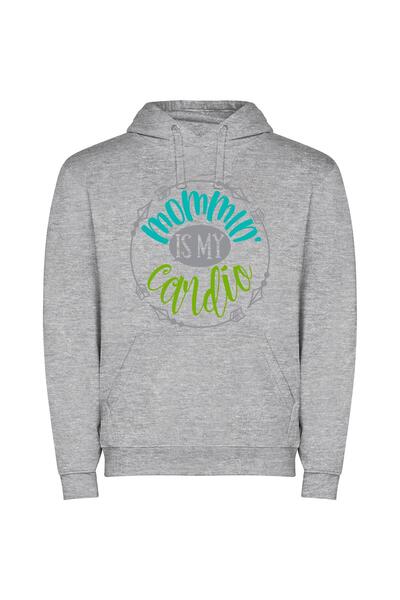 iLovePrints Fit Mom's Vinyl Workout Φούτερ με κουκούλα σε χρώμα Γκρι