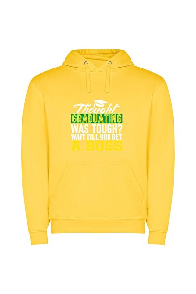 iLovePrints Emerald Graduation Journey Φούτερ με κουκούλα σε χρώμα Κίτρινο