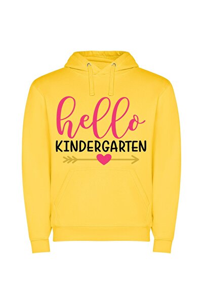 iLovePrints Hello Kids Art Logo Φούτερ με κουκούλα σε χρώμα Κίτρινο