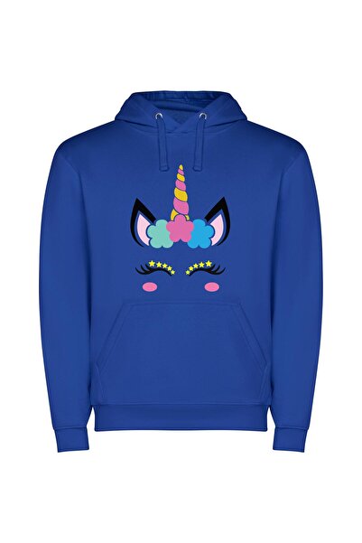 iLovePrints Majestic Starry Unicorn Portrait Φούτερ με κουκούλα σε χρώμα Μπλε