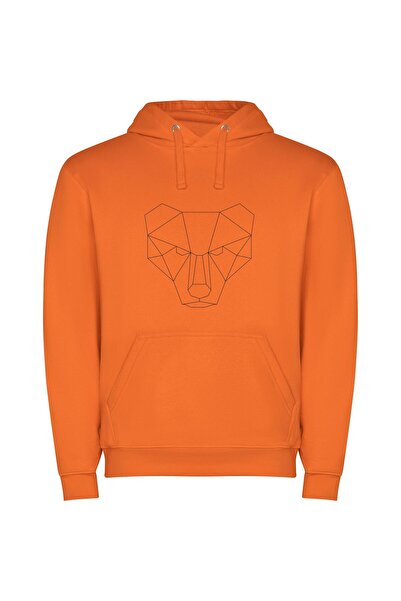 iLovePrints Minimalist Polygon Bear Φούτερ με κουκούλα σε χρώμα Πορτοκαλί