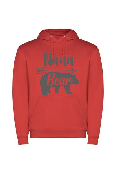 iLovePrints Engraved Arrowed Bear Φούτερ με κουκούλα σε χρώμα Κόκκινο