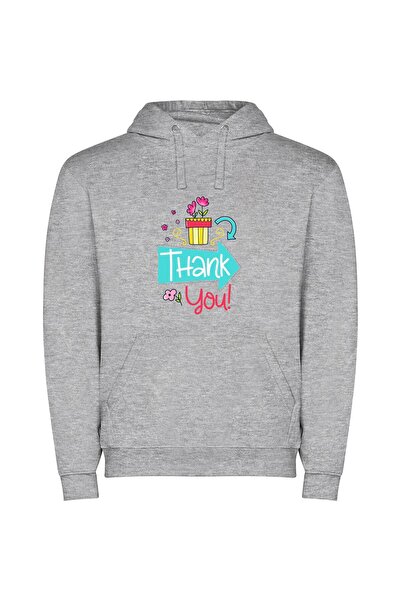 iLovePrints Flower Pot Gratitude Φούτερ με κουκούλα σε χρώμα Γκρι