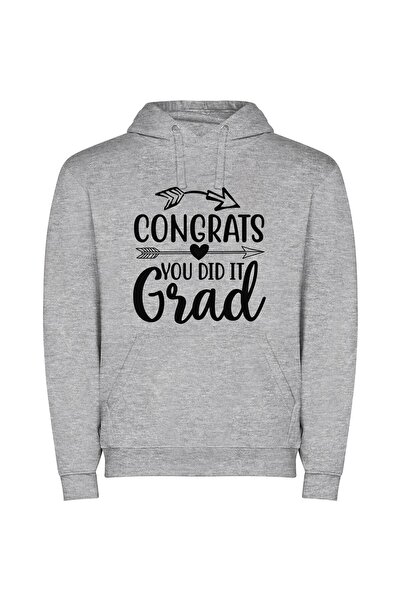 iLovePrints Victorious Graduation Achieved! Φούτερ με κουκούλα σε χρώμα Γκρι