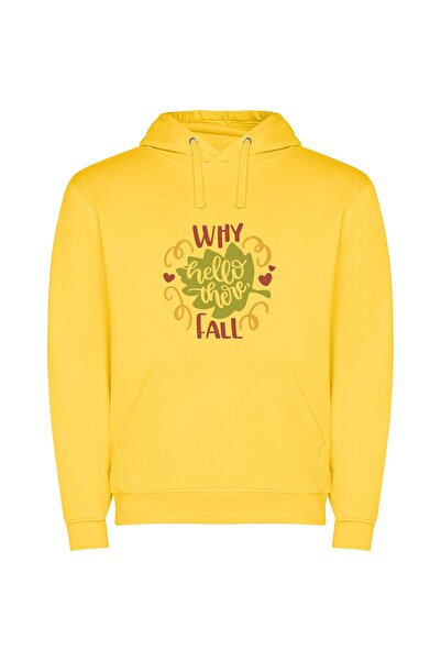 iLovePrints Falling for Autumn's Greeting Φούτερ με κουκούλα σε χρώμα Κίτρινο