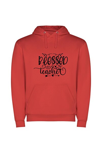 iLovePrints Blessed Teacher's Monochrome Print Φούτερ με κουκούλα σε χρώμα Κό...