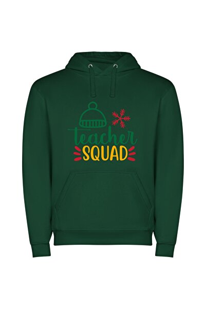 iLovePrints Charming Snowflake Teacher Squad Φούτερ με κουκούλα σε χρώμα Πράσινο