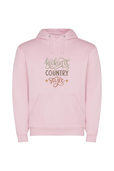 iLovePrints Cowboy Style Revival Φούτερ με κουκούλα σε χρώμα Ροζ