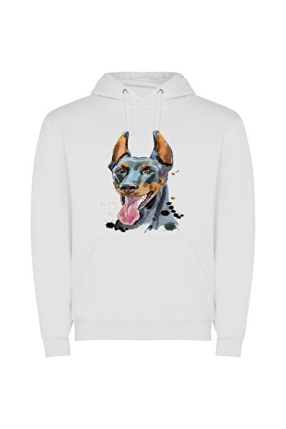 iLovePrints Stylish Canine Portraiture Φούτερ με κουκούλα σε χρώμα Λευκό