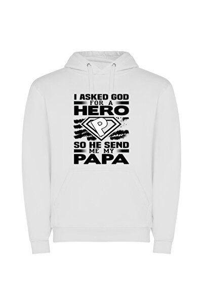 iLovePrints Papa, My Puerto Rican Hero Φούτερ με κουκούλα σε χρώμα Λευκό