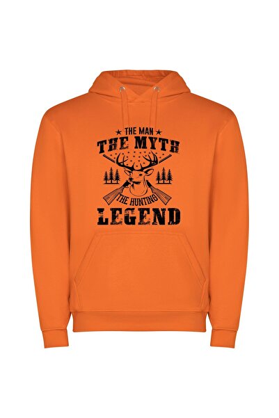 iLovePrints Wild Hunt Leather Style Φούτερ με κουκούλα σε χρώμα Πορτοκαλί