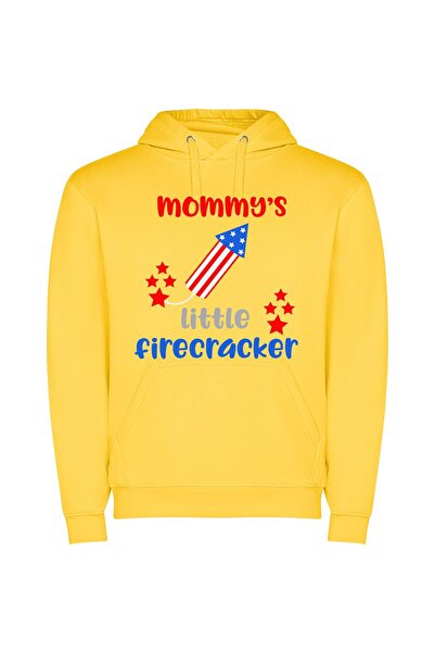 iLovePrints Patriotic Yummy Firecracker Kid Φούτερ με κουκούλα σε χρώμα Κίτρινο