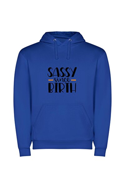 iLovePrints Birthed Sassin' Style Φούτερ με κουκούλα σε χρώμα Μπλε