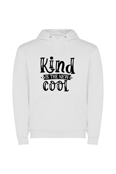 iLovePrints Kind is the New Cool Φούτερ με κουκούλα σε χρώμα Λευκό
