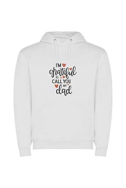 iLovePrints My Grateful Daddy Connection Φούτερ με κουκούλα σε χρώμα Λευκό