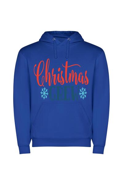 iLovePrints Colorful Christmas Crew Creation Φούτερ με κουκούλα σε χρώμα Μπλε