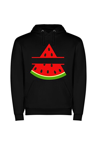 iLovePrints Watermelon Bliss Φούτερ με κουκούλα σε χρώμα Μαύρο
