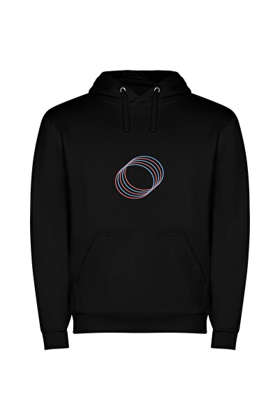 iLovePrints Colorful Harmonic Orbital Φούτερ με κουκούλα σε χρώμα Μαύρο