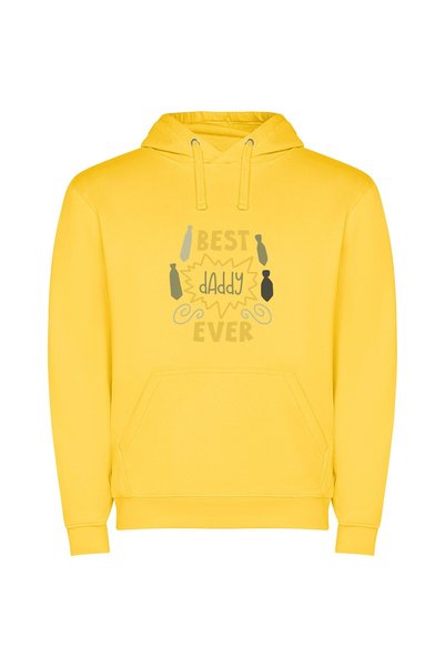 iLovePrints Daddy Energy: Best Ever! Φούτερ με κουκούλα σε χρώμα Κίτρινο