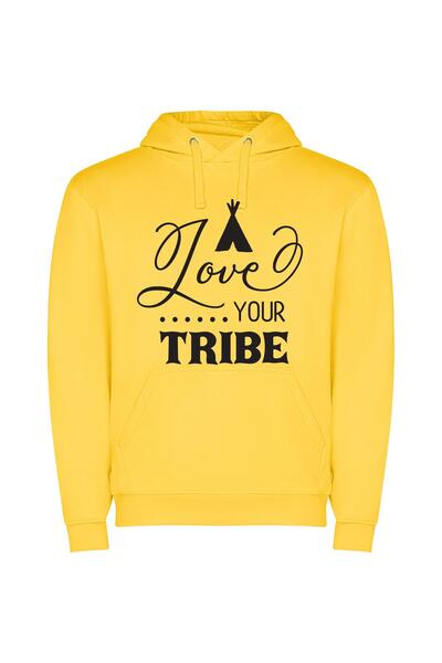 iLovePrints Love Your Tribe: True Style Φούτερ με κουκούλα σε χρώμα Κίτρινο