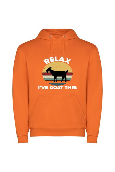 iLovePrints Goat Fusion Retro Bliss Φούτερ με κουκούλα σε χρώμα Πορτοκαλί