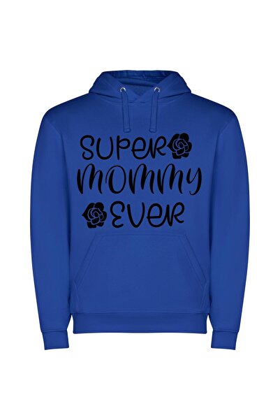 iLovePrints Super Mom SVG Art Φούτερ με κουκούλα σε χρώμα Μπλε