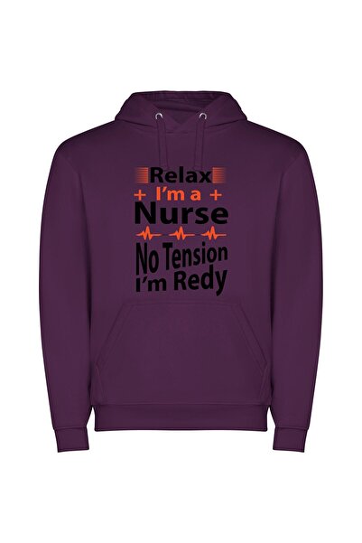 iLovePrints Nursing Serenity: Unwind Today! Φούτερ με κουκούλα σε χρώμα Μωβ