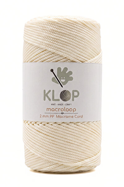 KLOP 2 mm 200 Gr Polyester Makrome İpi 230 M Supla İp Ve Çanta İpliği Ekru