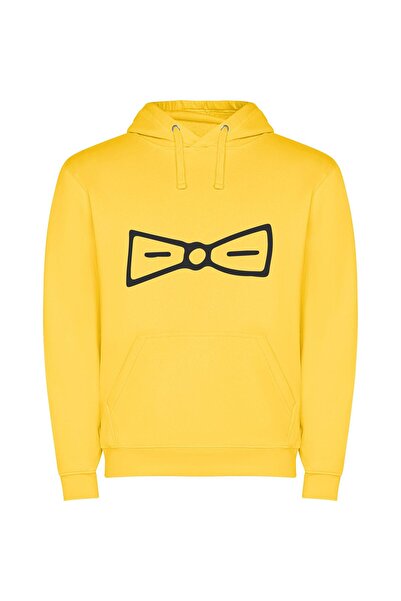 iLovePrints Chic Monochrome Bow Fashion Φούτερ με κουκούλα σε χρώμα Κίτρινο