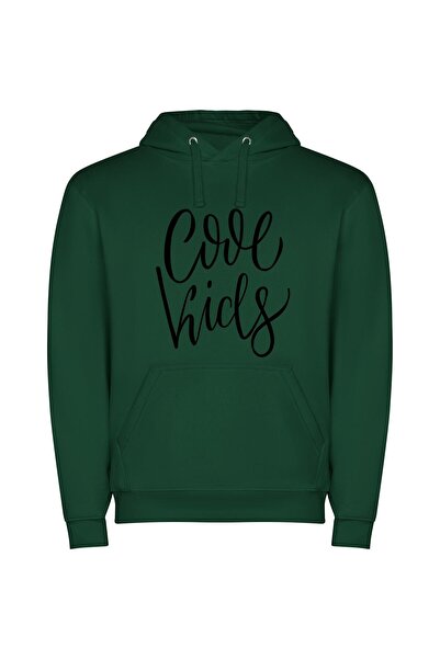 iLovePrints Cool Kids' Copperplate Vibes Φούτερ με κουκούλα σε χρώμα Πράσινο