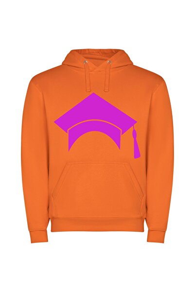 iLovePrints Vibrant Graduation Elegance Φούτερ με κουκούλα σε χρώμα Πορτοκαλί