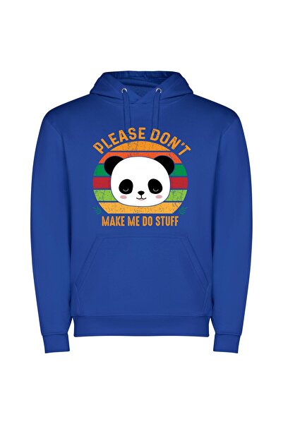 iLovePrints Panda Pleas of Cute Φούτερ με κουκούλα σε χρώμα Μπλε