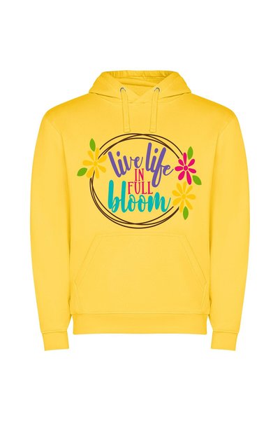 iLovePrints Blossoming in Full Bloom Φούτερ με κουκούλα σε χρώμα Κίτρινο
