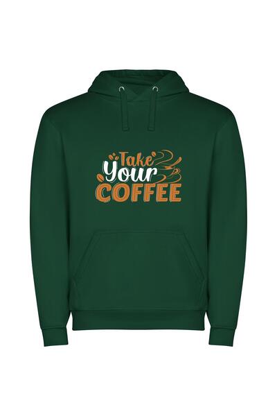 iLovePrints Steaming Cup of Indulgence Φούτερ με κουκούλα σε χρώμα Πράσινο