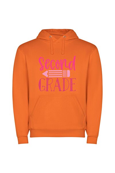 iLovePrints Grade-A Pink Signage Φούτερ με κουκούλα σε χρώμα Πορτοκαλί