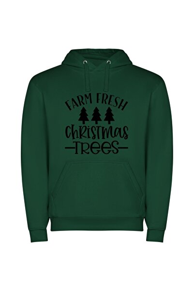 iLovePrints Evergreen Elegance: Fresh Fir Φούτερ με κουκούλα σε χρώμα Πράσινο