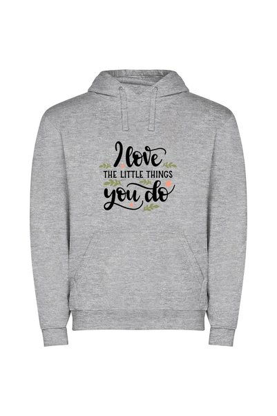 iLovePrints Precious Art: Love Notes Φούτερ με κουκούλα σε χρώμα Γκρι