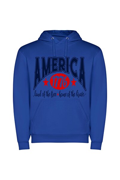 iLovePrints 776 Colors of Americana Φούτερ με κουκούλα σε χρώμα Μπλε