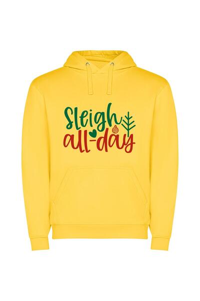 iLovePrints Merry Sleigh All Day Φούτερ με κουκούλα σε χρώμα Κίτρινο