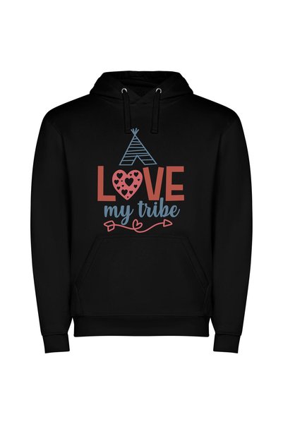 iLovePrints Heartfelt Teepee Love Φούτερ με κουκούλα σε χρώμα Μαύρο