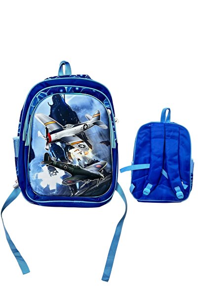 Generic Kids 3D Fighter Plane School Backpack - Blue WWII Aircraft Bookbag fo...