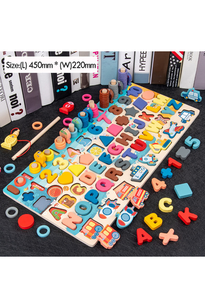 Choice1 X-Car Letter Wooden Puzzles Shape Sorter Montessori Toy Magnetic Fish...