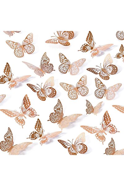 KASTWAVE 48-Piece 3D Butterfly Wall Stickers, Removable Wall Decals, Metallic...