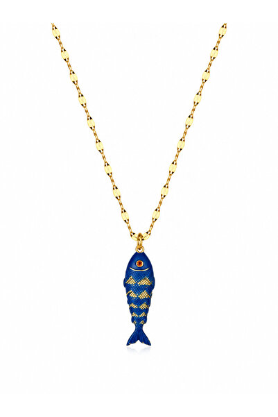 Hector&Co. Jewellery Çelik Mavi Balık Figürlü Altın Renk Kadın Kolye