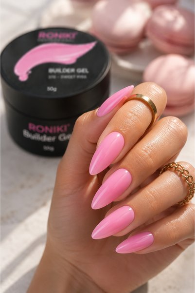 RONIKI Macaron Collection 316 Sweet Kiss Builder Gel 50 G – Barbie Pembe Protez Tırnak Jeli 316